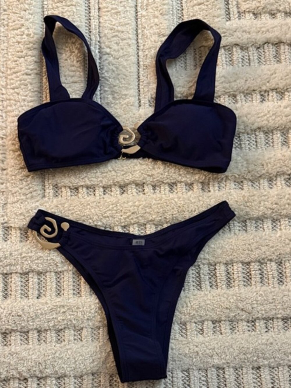 Navy Bikini with Gold Accents